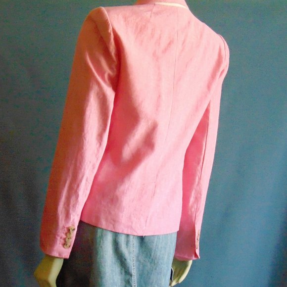 J.Crew Pink Linen Schoolboy Jacket 10 - Picture 8 of 9
